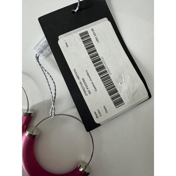 NWT Max Mara SportMax Fuchsia Pink Hoop Earrings 2" $325 - Picture 6 of 6